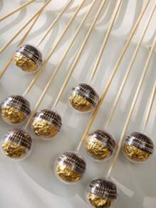 40pcs DIY Candy Chocolate Flower Stand Set, Including 20 Clear Ball-Shaped Containers And 20 Bamboo Sticks For Wedding, Graduation, Mother's Day, Anniversary, Party And Birthday Bouquet Materials Packaging