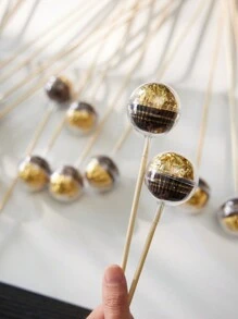 40pcs DIY Candy Chocolate Flower Stand Set, Including 20 Clear Ball-Shaped Containers And 20 Bamboo Sticks For Wedding, Graduation, Mother's Day, Anniversary, Party And Birthday Bouquet Materials Packaging