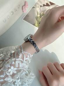 1 件优雅小圆形石英机芯银色调白色表盘女士手表，适合学生/成人/礼物/派对/女士 - 銀色 - 查看 6