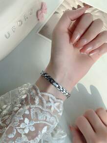 1 件优雅小圆形石英机芯银色调白色表盘女士手表，适合学生/成人/礼物/派对/女士 - 銀色 - 查看 7