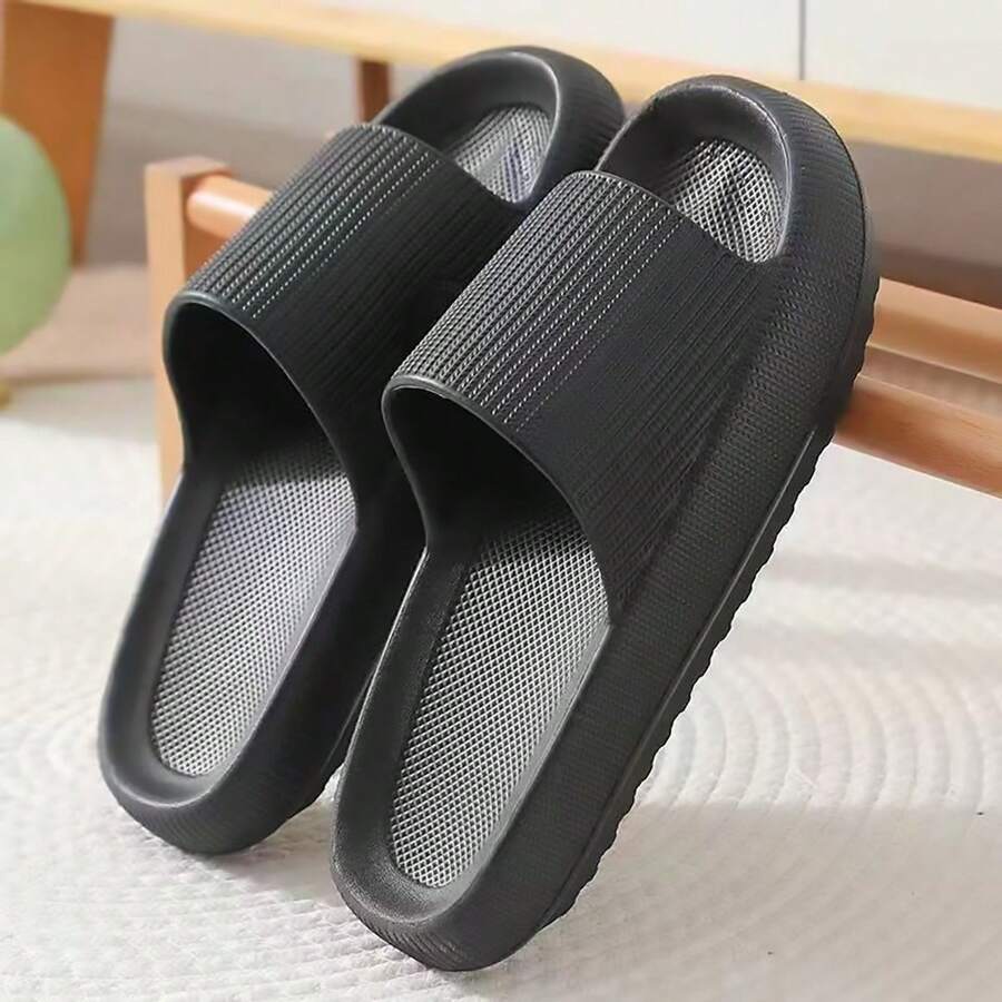 New Fashionable Striped Eva Slippers, Simple And Stylish Home Bathroom & Outdoor Slippers For Couples, Breathable, Soft And Anti-Slip Thick Sole, Lightweight And Comfortable, With An Ins Fashionable Design