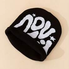 Y2K Style Streetwear Beanie With Letter Pattern, Hip-Hop Skull Cap, Unisex, Jacquard Knit, Suitable For Daily Leisure, Outdoor Activities, And As Holiday Gifts Fall Outfit