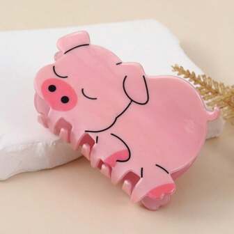 1pc Cute Animal Design Acrylic Hair Clip - Pig, Cat, Styling Accessory For Women,Hair Accessories,Hair Claw,Claw Clips,Hair Clutch,Hair Jaw Clip Fall Winter For Vacation Outfits Woman