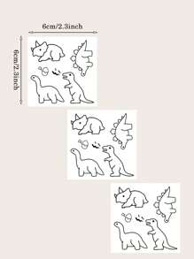 Tatuaje temporal con diseño de 12 piezas de dinosaurios lindos y minimalistas dibujados a mano en línea, impermeable y de larga duración, Set de 3 piezas,tatuajes maquina para tatuar tatuajes falsos - Negro - Ver 6