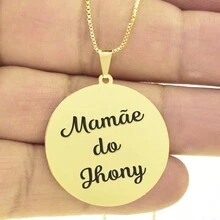 Gargantilha Pingente Redondo Personalizado Mamãe do Jhony Banhado Ouro 18K - 999011058