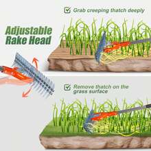 FORIOUS Thatch Rake, 15-Inch Lawn  Thatching Rake, Robust Dethatcher  Rake, Efficient Steel Metal Rake With  Handle, Versatile Grass Grooming Rake  For Cleaning Dead Grass, Yard Garden  Durable Soil Rake - Orange - View 5
