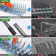 FORIOUS Thatch Rake, 15-Inch Lawn  Thatching Rake, Robust Dethatcher  Rake, Efficient Steel Metal Rake With  Handle, Versatile Grass Grooming Rake  For Cleaning Dead Grass, Yard Garden  Durable Soil Rake - Orange - View 4