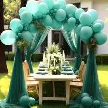 1pc Elegant Sheer Wedding Arch Backdrop With Indoor And Outdoor Decoration - Dark Green - View 5