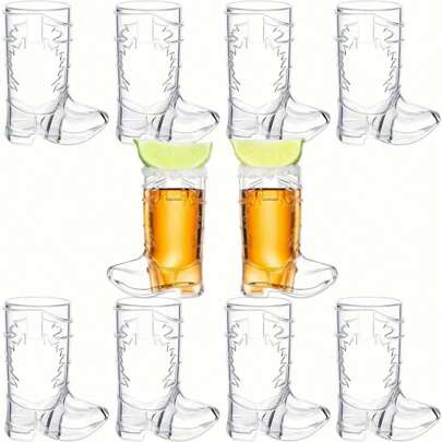 Cowboy Boot Shot Glasses, Mini Reusable And Clear Plastic Shot Glass Cups For Themed Birthday Parties Decorations And Cowboy Bachelorette Party Favors, Holds 1-Oz, Weird Stuff, Cool Decor,Christmas