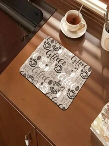 1pc Coffee Drying Mat, Coffee Cup Drying Pad, Coffee Machine Countertop Mat, Rubber Dish Drying Mat For Coffee Lovers, Kitchen Splash Guard - Khaki - View 8