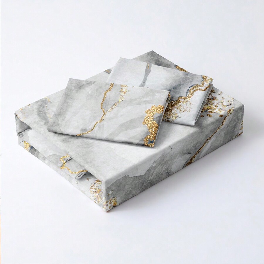 2/3Pcs 3D Galaxy Duvet Cover Marble Print Bedding Set King Size For