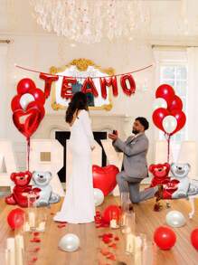 35个“TE AMO”红白相间拥抱小熊铝箔心形气球，适合表白、浪漫求婚、生日派对、周年纪念、婚礼装饰、情人节等场合。 - 彩色 - 查看 6