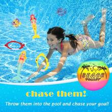 适合 3-12 岁儿童的潜水池玩具，带储物袋，游泳池游戏，夏季游泳美人鱼潜水玩具 - 彩色 - 查看 4