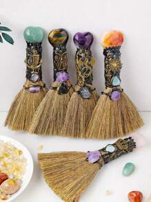 1件天然水晶心形扫帚工具，尖头魔杖，祭坛用品石英女巫扫帚，生日/万圣节礼物 - 掃帚 - 查看 10