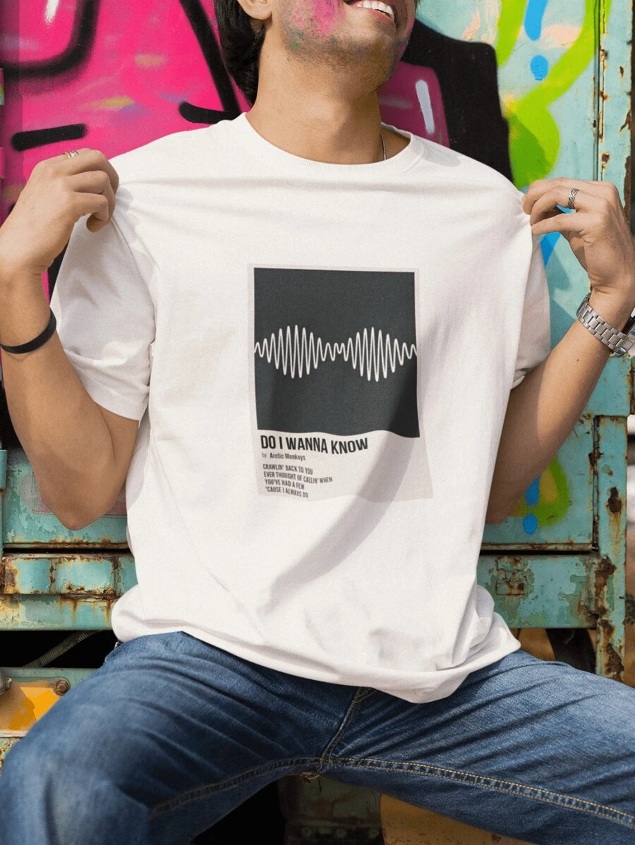 Retro Arctic Monkey Aesthetic Unisex Fashion T-Shirt - White - View 1