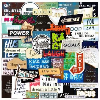 60入組人物塗鴉貼紙，防水乙烯基筆記型電腦美學剪貼簿貼紙，適用於水瓶，筆記型電腦，行李箱，成人萬聖節，感恩節和聖誕節禮物