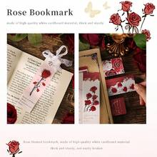 30入組玫瑰詩書籤套裝，白色花紙備忘錄書頁標記，獨特閱讀禮物