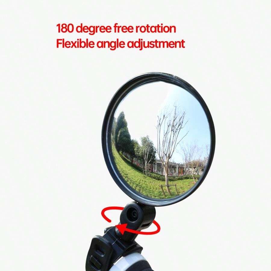 Rétroviseur de vélo - Grande surface miroir - Noir - Résistant aux chocs - Réglable 360° - Pliable - Sport