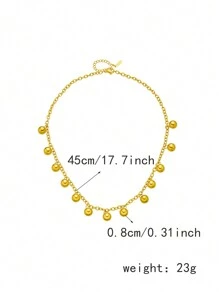 一件流行的個性化復古金色不銹鋼鏈珠垂墜鎖骨項鍊，適用於女性 - 金黃色 - 查看 6