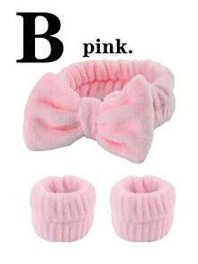 3 piezas/set Diadema, Muñequera, Toalla Facial - Diadema con lazo, Diadema + Muñequera, Toalla Facial y de Muñeca, Reutilizable Absorbente de Agua para Lavado Facial, Yoga, Maquillaje, Viaje - unicolor, Felpa - Multicolor - Ver 5