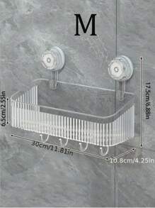 1pc Light Luxury Vacuum Suction Cup Shelf, Removable No Drilling Bathroom Hotel Sink Storage Rack, Powerful Wall Mounted Shelf For Kitchen, Bathroom Cosmetics Toothbrush Cup Holder - Transparent Green - View 9