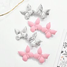 1pc Gold-Color Metal Crystal Rhinestone Leaf Hair Clip, High-Quality Pearl Flower Side Bangs Hairpin, Elegant And Charming Accessory - Black and White - View 8