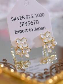 1 đôi bông tai hình hoa đính ngọc trai nhỏ thanh lịch để xỏ lỗ tai [Y779] - hoa ngọc trai trắng - Xem 5