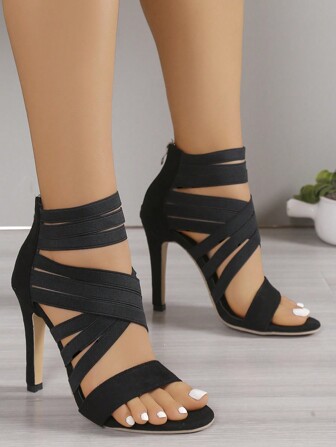 Cross-Border Trade Plus Size High Heel Women Summer New Fashion Elastic Band Sandals For Women Valentines