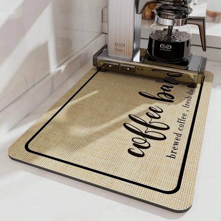 1 Thảm Lau Nhà Bếp Thảm Cà Phê Thấm Hút, Thảm Sấy Bát Đĩa Cho Máy Pha Cà Phê Kitche Bình Cà Phê, Phụ Kiện Thanh Cà Phê Tấm Lót Chống Bỏng Cách Nhiệt - Màu vàng - Xem 1