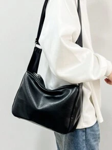 休闲时尚男士简约 PU 防水斜挎包,宽肩带,方形,单隔层,适合日常通勤或旅行斜挎包工作周末露营黑色包徒步旅行大容量多功能户外度假秋冬多功能复古趣味礼物圣诞钱包节日感恩节礼物侧包手提包情人节节日必需品斜挎包贴纸返校情人节礼物复古单肩包礼品包斜挎包春季复古包学校用品男士斜挎包男士侧包毕业 - 黑色 - 查看 11