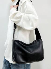 休闲时尚男士简约 PU 防水斜挎包,宽肩带,方形,单隔层,适合日常通勤或旅行斜挎包工作周末露营黑色包徒步旅行大容量多功能户外度假秋冬多功能复古趣味礼物圣诞钱包节日感恩节礼物侧包手提包情人节节日必需品斜挎包贴纸返校情人节礼物复古单肩包礼品包斜挎包春季复古包学校用品男士斜挎包男士侧包毕业 - 黑色 - 查看 3