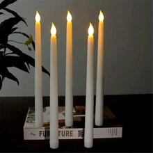 6Pcs, Flameless Candle Lights, LED Long Pole Candle Lights, Suitable For Halloween Christmas Valentine's Day Decoration (Batteries Not Included)