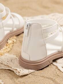 女孩羅馬式平底涼鞋，十字綁帶設計，夏季時尚款式，多功能公主羅馬鞋 - 彩色 - 查看 6