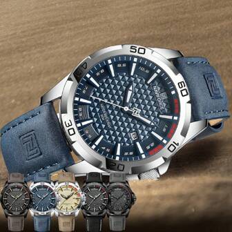 NAVIFORCE時尚男士腕錶頂級品牌奢華防水原裝男士手錶皮質錶帶日期功能運動石英男表禮物8023