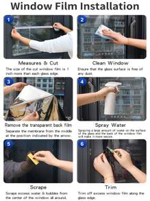 1 Roll One Way Window Film Privacy DIY Self-Adhesive Glass Sticker Home Office Reflective Sun Block UV Protection Film, Suitable For Home, Office, Building, Balcony - Double Sided Silver - View 5