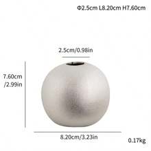 1pc Vintage Ceramic Spherical Vases - Golden And Silver Finish, Perfect For Home Decor - Multicolor - View 13