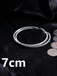 1對誇張的歐美風嘻哈風耳環，鑲有水晶鑽石，適用於街舞和各種尺寸的新娘 - 銀色 - 查看 10