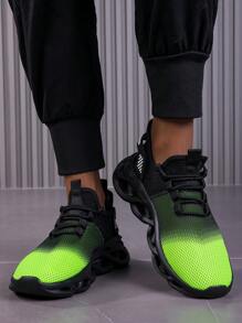 Men's Fashionable Mixed Color Gradient Lace-Up Thick-Soled Sneakers, Comfortable, Lightweight,Breathable, Shock-Absorbing And Wear-Resistant Casual Sneakers, Suitable For Indoor And Outdoor Fitness And Outdoor Sports