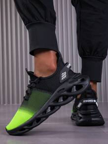 Men's Fashionable Mixed Color Gradient Lace-Up Thick-Soled Sneakers, Comfortable, Lightweight,Breathable, Shock-Absorbing And Wear-Resistant Casual Sneakers, Suitable For Indoor And Outdoor Fitness And Outdoor Sports