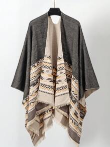 1pc Women Geometric Tassel Scarf With Slit, Versatile Wrap Shawl For Photo Shoot, Spring And Summer - Multicolor - View 14