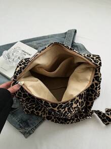 1 Stück Umhängetasche aus Segeltuch mit Leopardenmuster, großes Fassungsvermögen, Diebstahlsicheres Reißverschlussdesign, Umhängetasche geeignet für Frauen zum Einkaufen & Reisen, verstellbarer Trageriemen mit Anhänger - Verschiedenfarbig - Übersicht 6