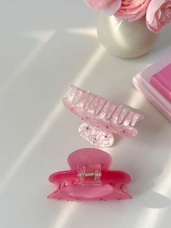 OUSEON 2 piezas Clip de garra con cristales de color rosa para novia y dama de honor, accesorios de pelo hermosos y elegantes, regalos de moda para atuendos de boda, fiestas nupciales, cumpleaños, Año Nuevo, accesorios de pelo para mujer, clips de pelo, pinzas de pelo, sujetadores de pelo, recogedor de pelo, para la escuela, la universidad, el otoño, el invierno, vacaciones