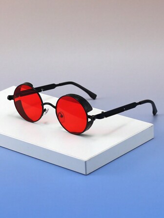 1 paire/2 paires de lunettes de mode au style de la rue avec un petit cadre rond en métal et des branches flexibles. Idéales pour l'été, les vacances à la plage, l'extérieur et les voyages. look étudiant pour la rentrée scolaire