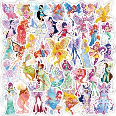 50pcs Butterfly Fairy Graffiti Stickers Waterproof Vinyl Laptop Aesthetic Scrapbook Computer Stickers, For Water Bottles, Laptop, Luggage For Adults Halloween, Thanksgiving And Christmas Gift Back To School