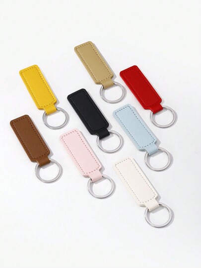 1 pieza Llavero de piel de poliuretano de unicolor, llavero en blanco, accesorio para bolso, colgante de llave de coche, regalo para mujeres/niñas, accesorios de coche, gótico lindo Y2k