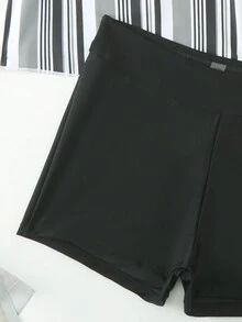 Women's Color Block Striped Tankini Summer - Black and White - View 6