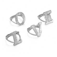 1只A-Z字母戒指，女性金色/銀色非洲字母首飾，可調整大小的英文字母指環，阿拉伯風格 - 彩色 - 查看 3