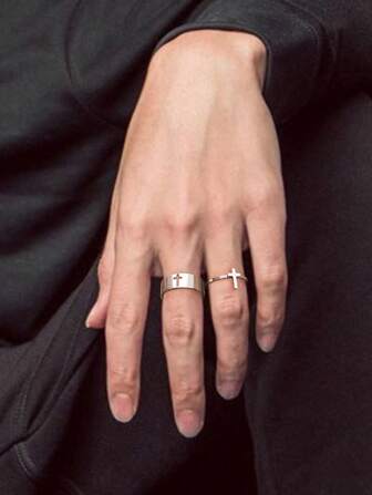 1pc Stainless Steel Cross Open Ring Simple Fashion Men Ring