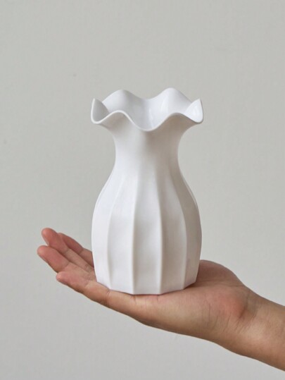 1pc Ceramic Look Plastic Vase Wit Unbreakable Tulips Roses Flowers Home Living Room, Tafel Birthday Graduation Room Flower Glass view 5