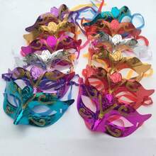 12 piezas de máscaras chapadas en oro para bodas, fiestas, carnavales; color aleatorio, de vuelta a la escuela Día de San Valentín - Multicolor - Ver 2